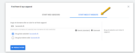 Google Ads: Forslag til søgeord til søgeordsanalyse