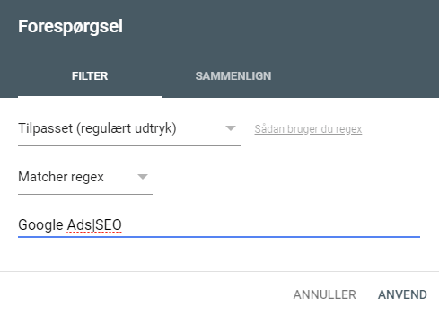 Regex i Google Search Console
